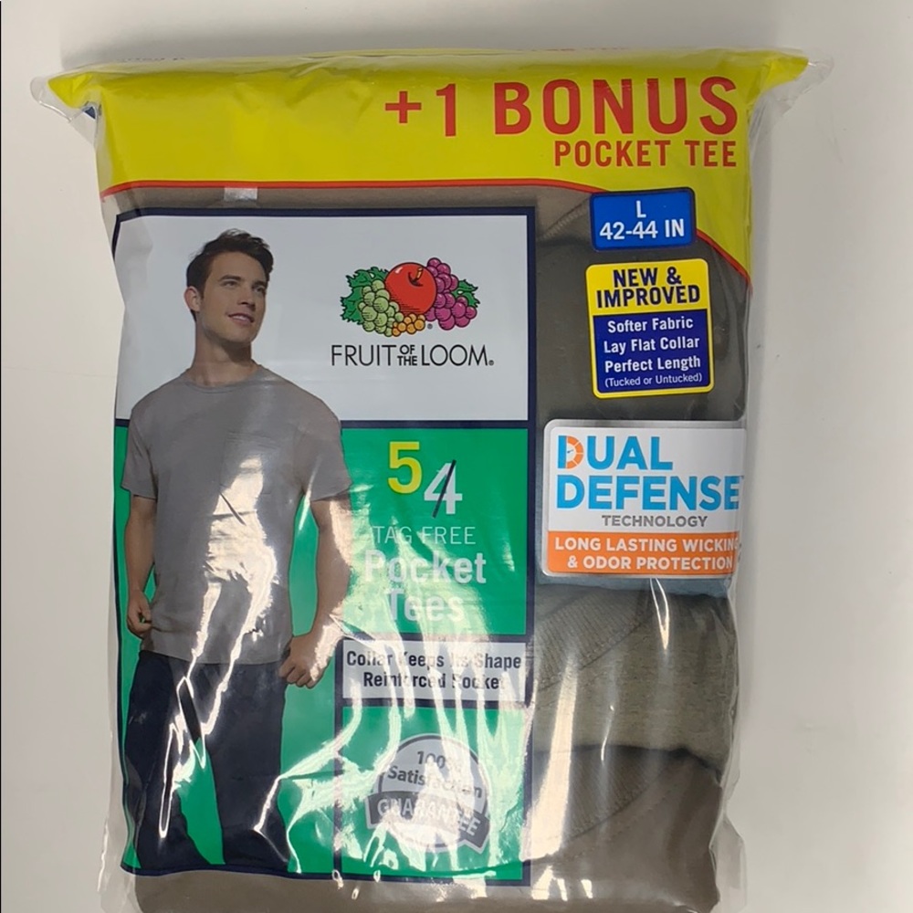 Fruit of the loom 5 pack pocket t shirts